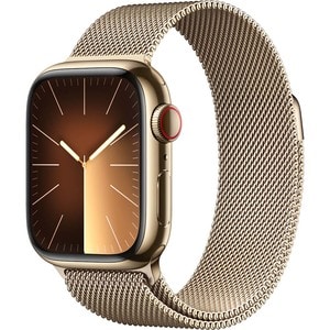 APPLE Watch Series 9, GPS + Cellular, 41mm Gold Stainless Steel Case, Gold Milanese Loop