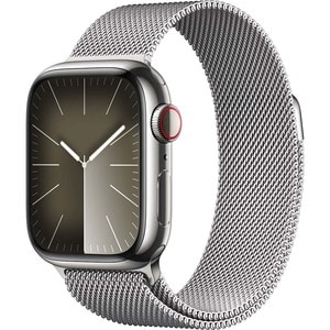 APPLE Watch Series 9, GPS + Cellular, 41mm Silver Stainless Steel Case, Silver Milanese Loop