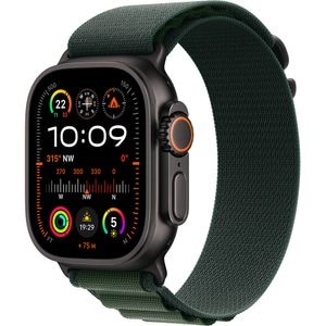 APPLE Watch Ultra 2, GPS + Cellular, 49mm Black Titanium Case, Dark Green Alpine Loop - Medium