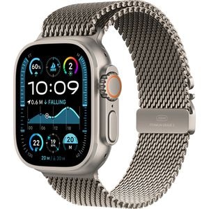 APPLE Watch Ultra 2, GPS + Cellular, 49mm Natural Titanium Case, Natural Milanese Loop - Large