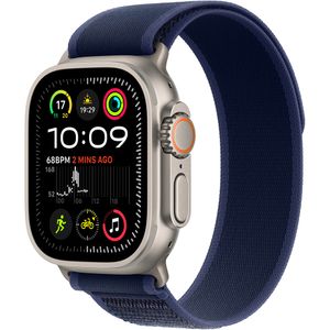 APPLE Watch Ultra 2, GPS + Cellular, 49mm Natural Titanium Case, Blue Trail Loop - M/L