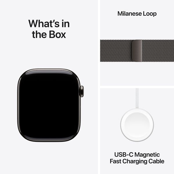 APPLE Watch 10, GPS + Cellular, 46mm Titanium Case, Slate Milanese Loop S/M