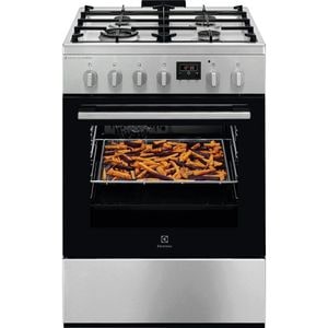 Aragaz ELECTROLUX SteamBake LKK664220X, 4 arzatoare, Gaz + Electric, L 60 cm, Grill, inox