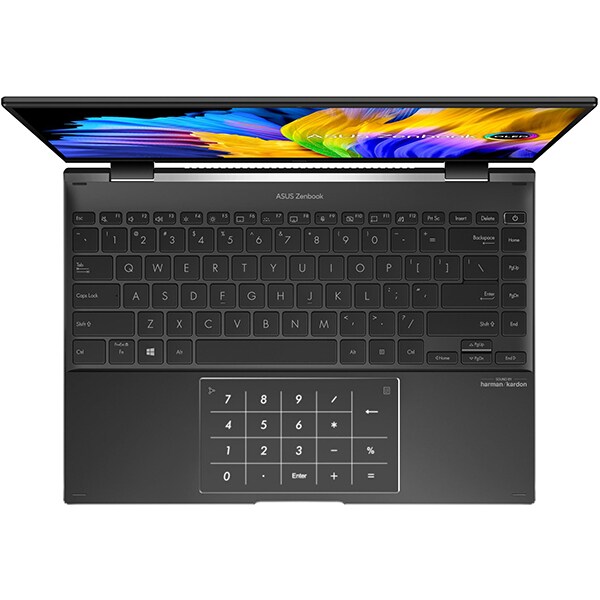 Laptop 2 in 1 ASUS Zenbook 14 Flip OLED UN5401QA-KN161X, AMD Ryzen 7 5800H pana la 4.4Ghz, 14" 2.8K Touch, 16GB, SSD 1TB, Intel Iris Xe, Windows 11 Pro, negru