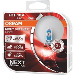 Bec auto OSRAM Night Breaker Laser, 55W, 12V, H11, 2 buc