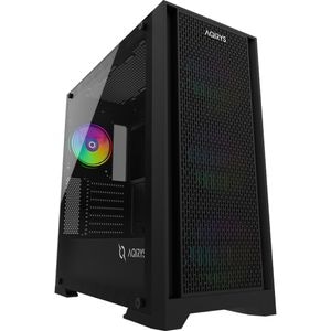 Carcasa PC AQIRYS Avior, USB 3.0, Fara sursa, iluminare ARGB, negru
