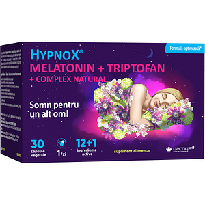 Supliment alimentar HypnoX Melatonin+Triptofan+Complex Natural Barnys, 30 capsule vegetale, GOOD DAYS THERAPY