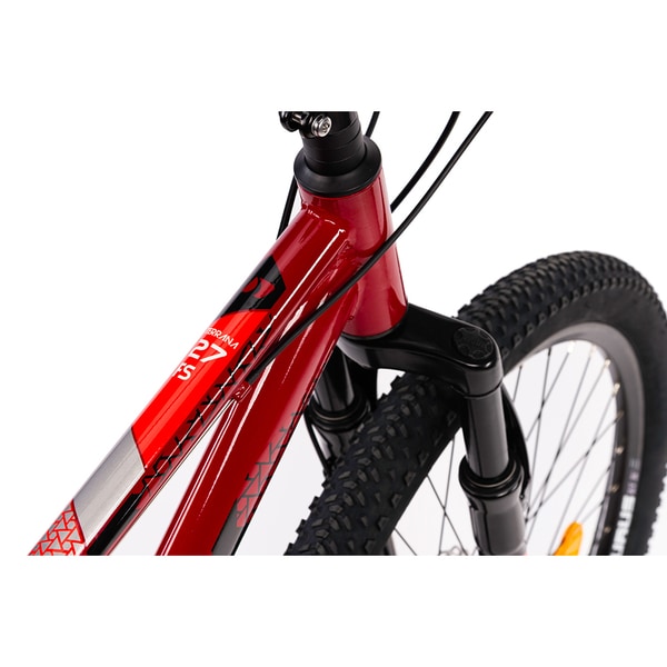Bicicleta MTB DHS Terrana 2743 FS M, roata 27.5", 21 viteze, schimbator Shimano, frana disc mecanica, rosu