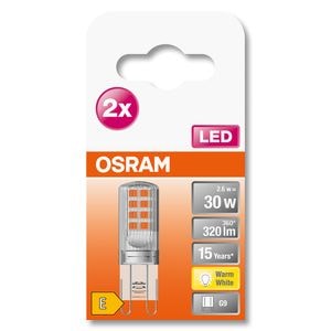 Set 2 becuri LED OSRAM 4058075449862, G9, 2.6W, 320lm, lumina calda