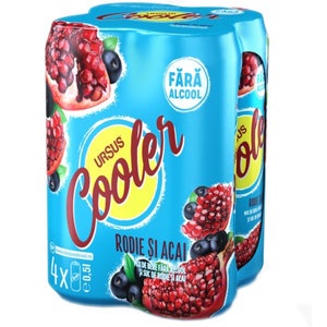 Bere cu arome Ursus Cooler Rodie si Acai 0.5L x 4 doze