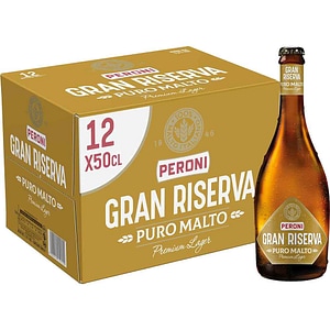 Bere blonda Peroni Gran Riserva Pure Malt bax 0.5L x 12 sticle