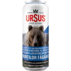 Bere blonda fara alcool Ursus bax 0.5L x 24 doze