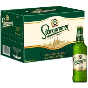 Bere blonda Staropramen bax 0.33L x 24 sticle