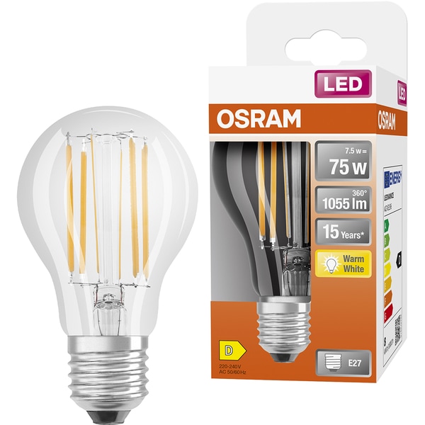 Required victory Tear Bec LED OSRAM filament, E27, 7.5W, 1055lm, lumina calda