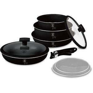 Set vase de gatit BERLINGER HAUS BH 8257, 9 piese, 1-2.2l, 20-24 cm, aluminiu, negru mat