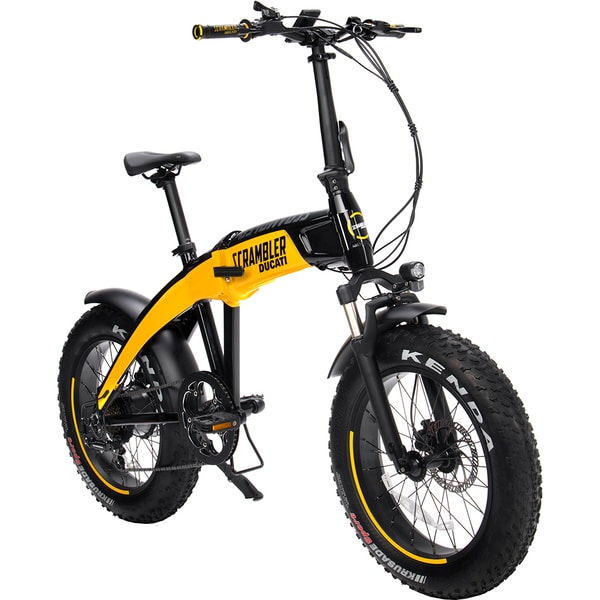 Bicicleta asistata electric DUCATI SCR-E (Scrambler), roata 20", motor 250W, viteza max 25 Km/h, negru-galben