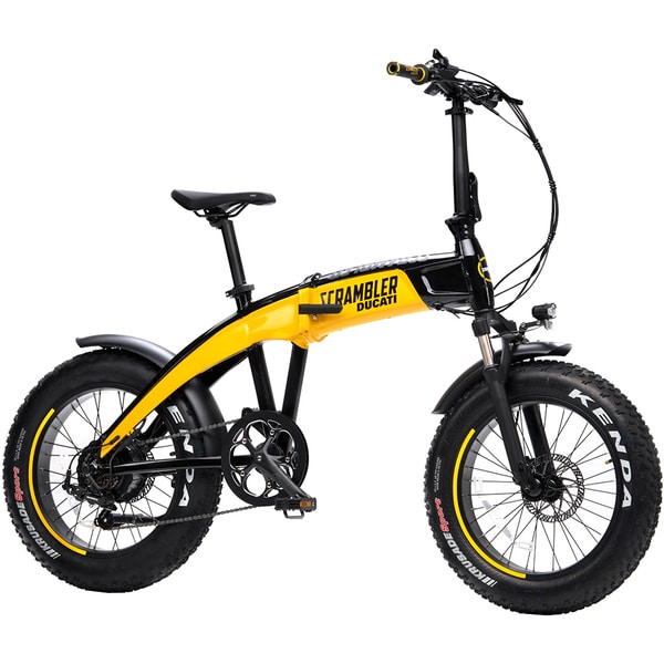 Bicicleta asistata electric DUCATI SCR-E (Scrambler), roata 20", motor 250W, viteza max 25 Km/h, negru-galben