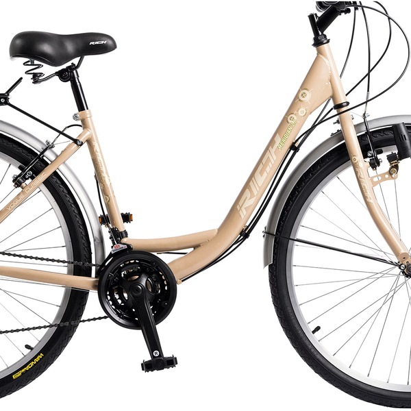 Bicicleta de oras RICH R2632A, roata 26", 18 viteze, schimbator Saiguan, frana V mecanica, crem