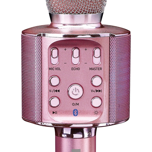 Microfon karaoke LENCO BMC-090BK, Bluetooth, USB, roz