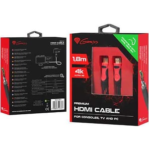 Cablu HDMI GENESIS GNSIS_HDMI14X1360, Xbox One/360, Ethernet, 4K, 1.8m, negru-rosu