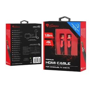 Cablu HDMI GENESIS GNSIS_HDMI14PS34, PS4/PS3, Ethernet, 4K, 1.8m, negru-rosu