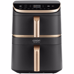 Friteuza cu aer cald dubla COSORI Turbo Tower Pro Smart CAFDC123SDEUR, 10.8l,  2630W, 3 rezistente, negru-auriu