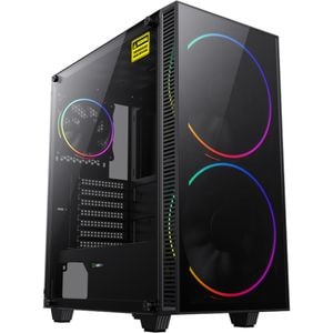 Carcasa PC GAMEMAX Black Hole, USB 3.0, fara sursa, iluminare ARGB, negru