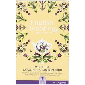 Ceai ENGLISH TEA SHOP Organic White Tea Cocos&Fructul pasiunii, 40g