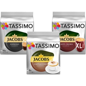 Set 3 x Capsule cafea JACOBS Mixed Pack, compatibile Tassimo, 48 capsule, 511.2g