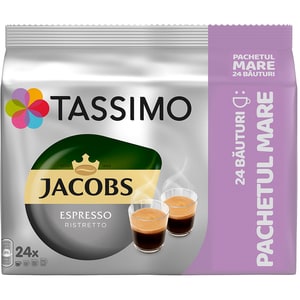 Capsule cafea JACOBS Ristretto Big Pack, compatibile Tassimo, 24 capsule, 192g