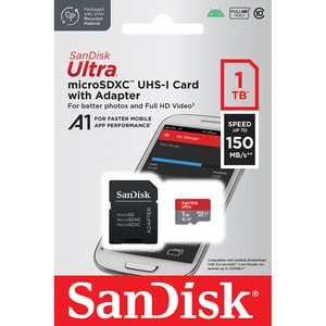 Card de memorie SANDISK Ultra microSDXC, 1TB, 150MB/s, clasa 10/U1/A1, UHS-I, adaptor