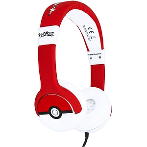 Casti pentru copii OTL Pokemon Pokeball, Cu fir, On-ear, rosu