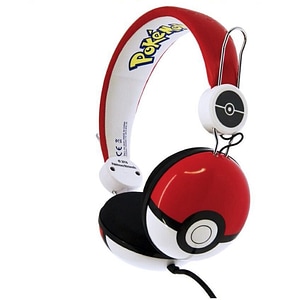 Casti pentru copii OTL Pokemon Pokeball, Cu fir, On-ear, rosu