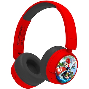 Casti pentru copii OTL Mario Kart, Bluetooth, On-ear, Microfon, rosu