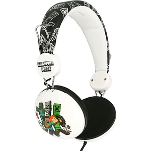 Casti pentru copii OTL Minecraft Dome, Cu fir, On-ear, alb