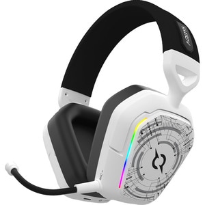 Casti Gaming Wireless AQIRYS Alnair, multiplatforma, 3D Stereo, Noise Cancelling, alb-negru