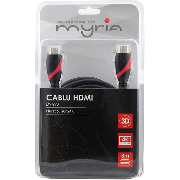Cablu HDMI MYRIA MY2008, 3m, negru