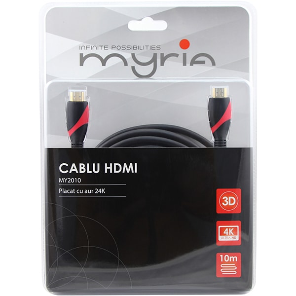 Cablu HDMI MYRIA MY2010, 10m, negru