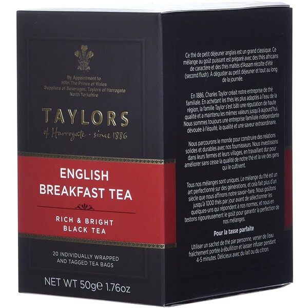 Ceai negru TAYLORS OF HARROGATE English Breakfast, 20 buc, 50g