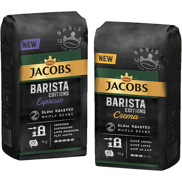 Pachet cafea boabe JACOBS Barista Editions Espresso & Jacobs Barista Crema, 2 x 1000g