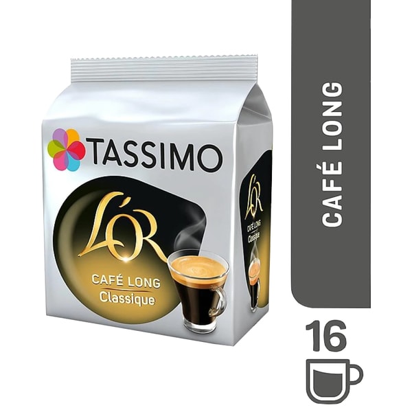 Capsule cafea L'OR Cafe Long Classic, compatibile Tassimo, 16 capsule, 104g