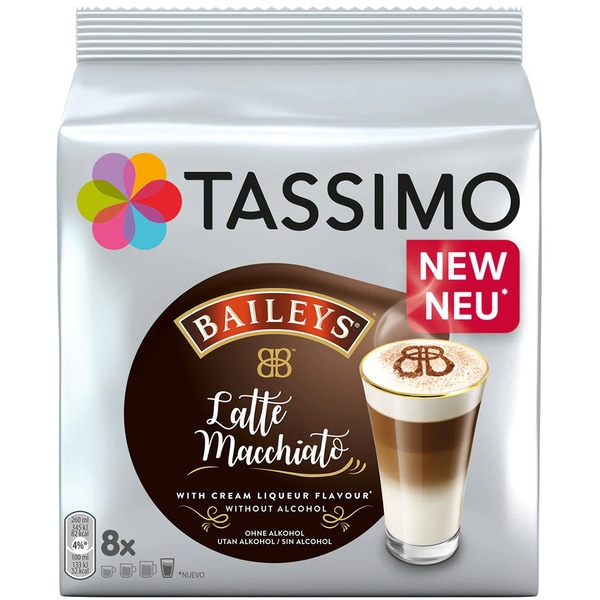 Capsule cafea JACOBS Baileys Latte Macchiato, compatibile Tassimo, 8 capsule cafea + 8 capsule lapte, 264g