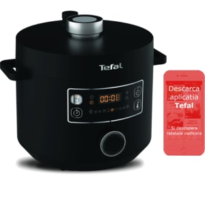 Oala sub presiune electrica TEFAL Turbo Cuisine CY754830, 4.8l, 1090W, 10 programe, negru