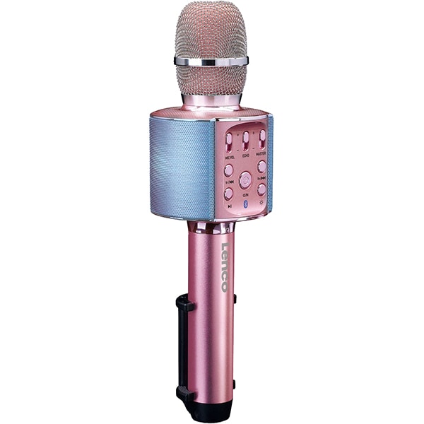 Microfon karaoke LENCO BMC-090BK, Bluetooth, USB, roz
