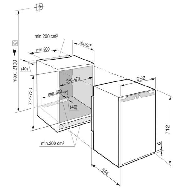 Congelator incorporabil LIEBHERR IGN1064, NoFrost, 65 l, H 71.2 cm, Clasa E, alb