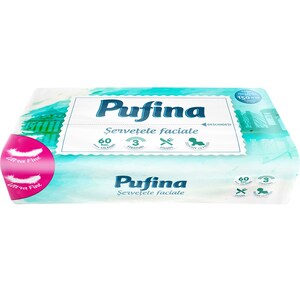 Servetele faciale PUFINA Travel Pack, 3 straturi, 60 buc
