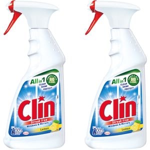 Pachet solutie de curatat geamuri CLIN Lemon Pistol, 2 x 500 ml
