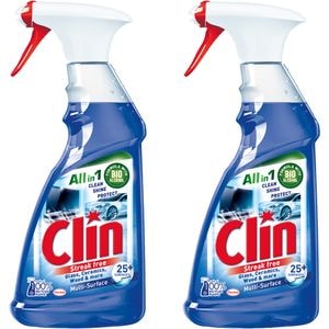Pachet solutie de curatat geamuri CLIN Multishine Pistol, 2 x 500 ml