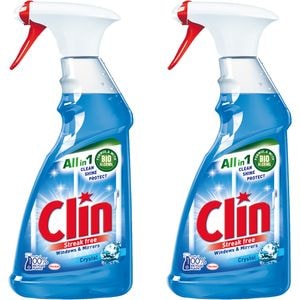 Pachet solutie de curatat geamuri CLIN Universal Crystal Pistol, 2 x 500 ml