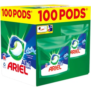 Detergent capsule ARIEL All in One PODS Mountain Spring, 100 spalari